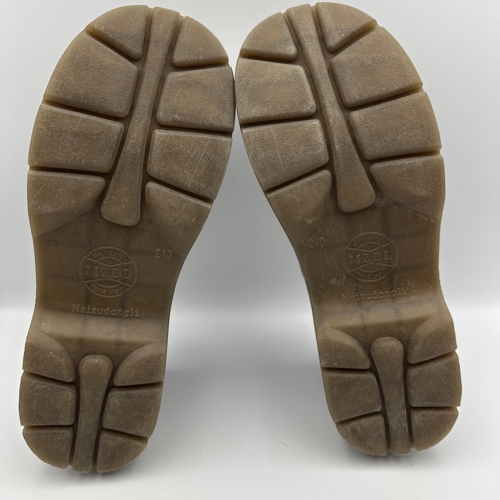 New MZDL Meizudongli Mary Jane Shoes Brown Leather Double Buckle 7.5/240 Chunky - Picture 11 of 13